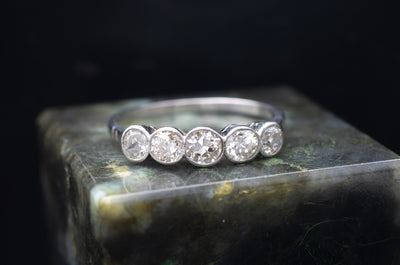 0.85CT FIVE STONE DIAMOND RING IN PLATINUM - SinCityFinds Jewelry