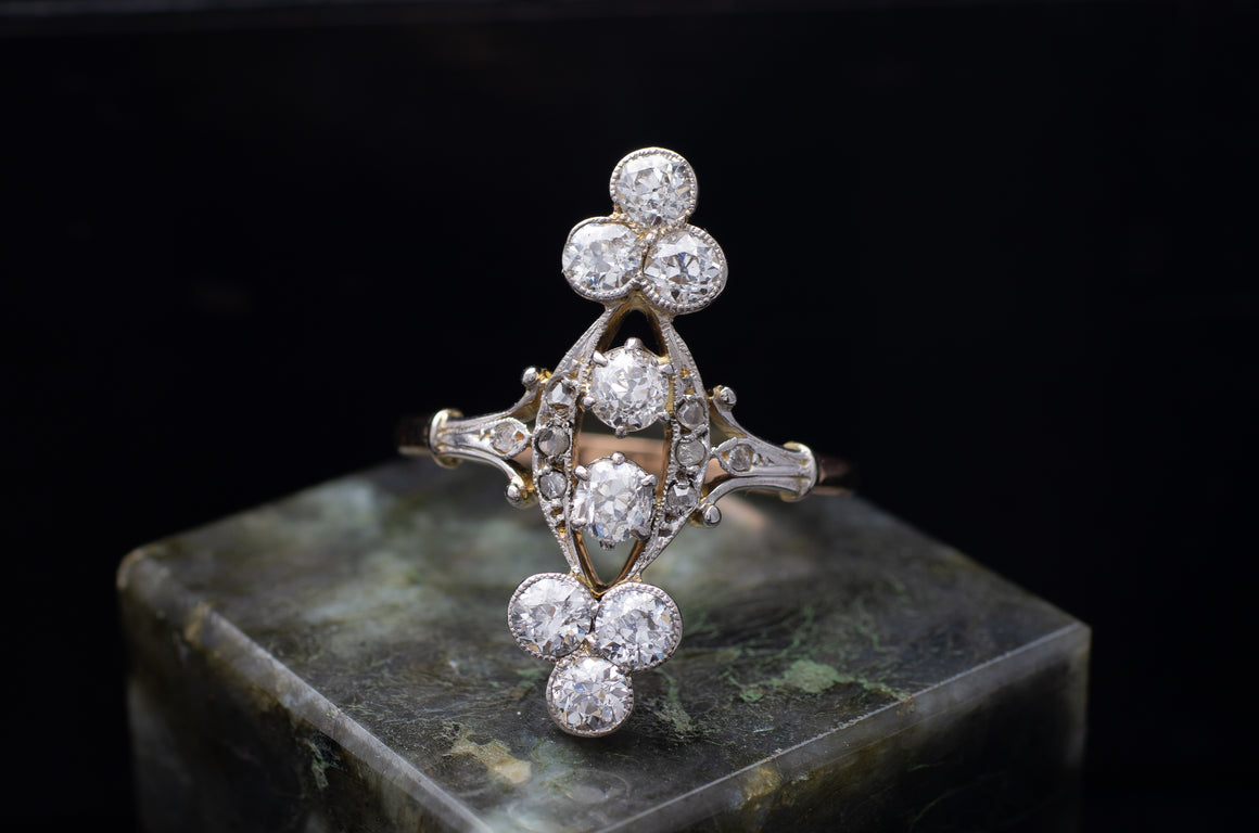 1.35CTW ANTIQUE OLD EUROPEAN CUT DIAMOND RING - SinCityFinds Jewelry
