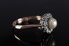 ANTIQUE PEARL AND MINE CUT DIAMOND HALO RING - SinCityFinds Jewelry