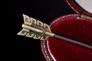 ANTIQUE ARROW JABOT PIN WITH ROSE CUT DIAMONDS - SinCityFinds Jewelry