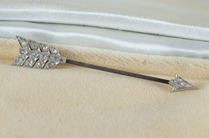 ANTIQUE ARROW JABOT PIN WITH ROSE CUT DIAMONDS - SinCityFinds Jewelry