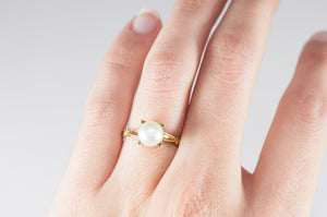 VINTAGE PEARL SOLITAIRE IN 14K GOLD - SinCityFinds Jewelry