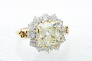 4.25CTW ANTIQUE CUSHION CUT CENTER DIAMOND HALO RING - SinCityFinds Jewelry