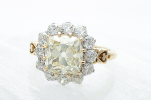 4.25CTW ANTIQUE CUSHION CUT CENTER DIAMOND HALO RING - SinCityFinds Jewelry