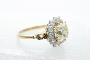 4.25CTW ANTIQUE CUSHION CUT CENTER DIAMOND HALO RING - SinCityFinds Jewelry