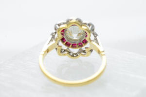 1.95CTW BELLE EPOQUE INSPIRED OLD CUT DIAMOND AND RUBY RING - SinCityFinds Jewelry