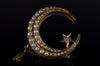 VINTAGE PEARL AND DIAMOND CRESCENT BROOCH - SinCityFinds Jewelry