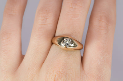VINTAGE GYPSY SET RING IN YELLOW GOLD - SinCityFinds Jewelry
