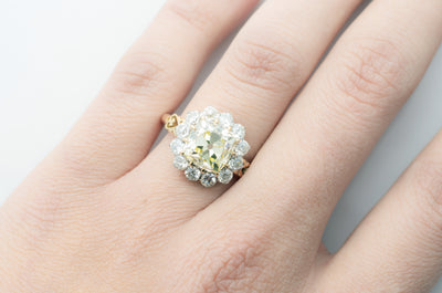 4.25CTW ANTIQUE CUSHION CUT CENTER DIAMOND HALO RING - SinCityFinds Jewelry