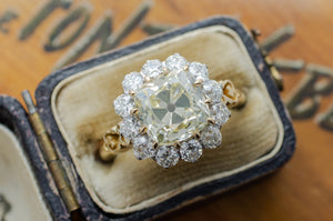 4.25CTW ANTIQUE CUSHION CUT CENTER DIAMOND HALO RING - SinCityFinds Jewelry