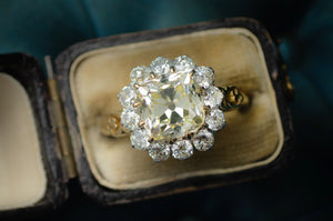 4.25CTW ANTIQUE CUSHION CUT CENTER DIAMOND HALO RING - SinCityFinds Jewelry