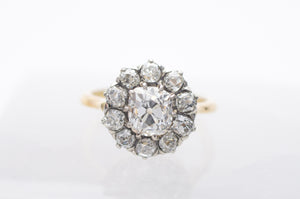 2.3CTW VINTAGE OLD MINE CUT HALO RING - SinCityFinds Jewelry