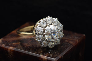 2.3CTW VINTAGE OLD MINE CUT HALO RING - SinCityFinds Jewelry