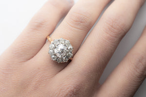 2.3CTW VINTAGE OLD MINE CUT HALO RING - SinCityFinds Jewelry