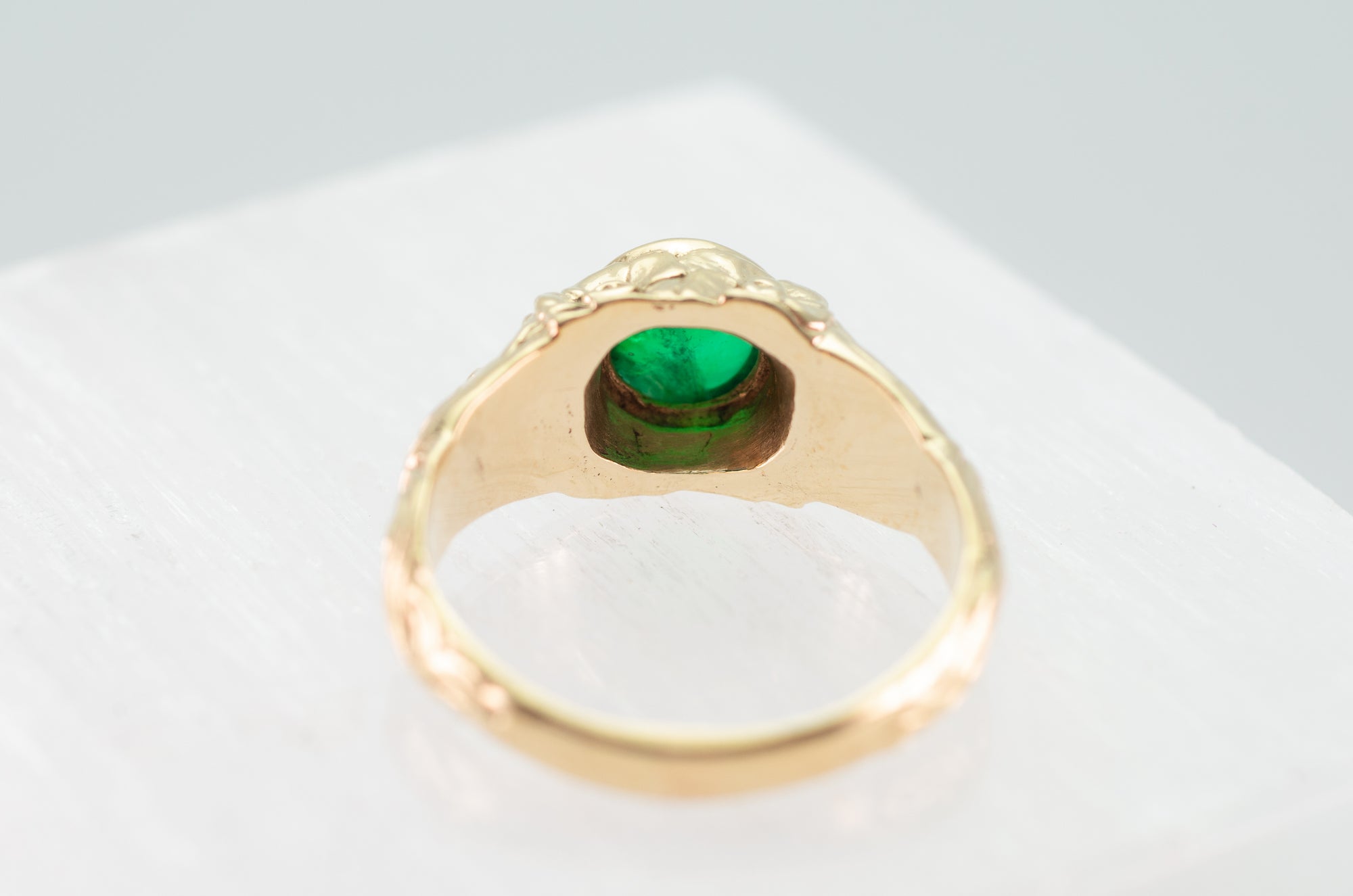 EMERALD CABOCHON GYPSY RING - SinCityFinds Jewelry