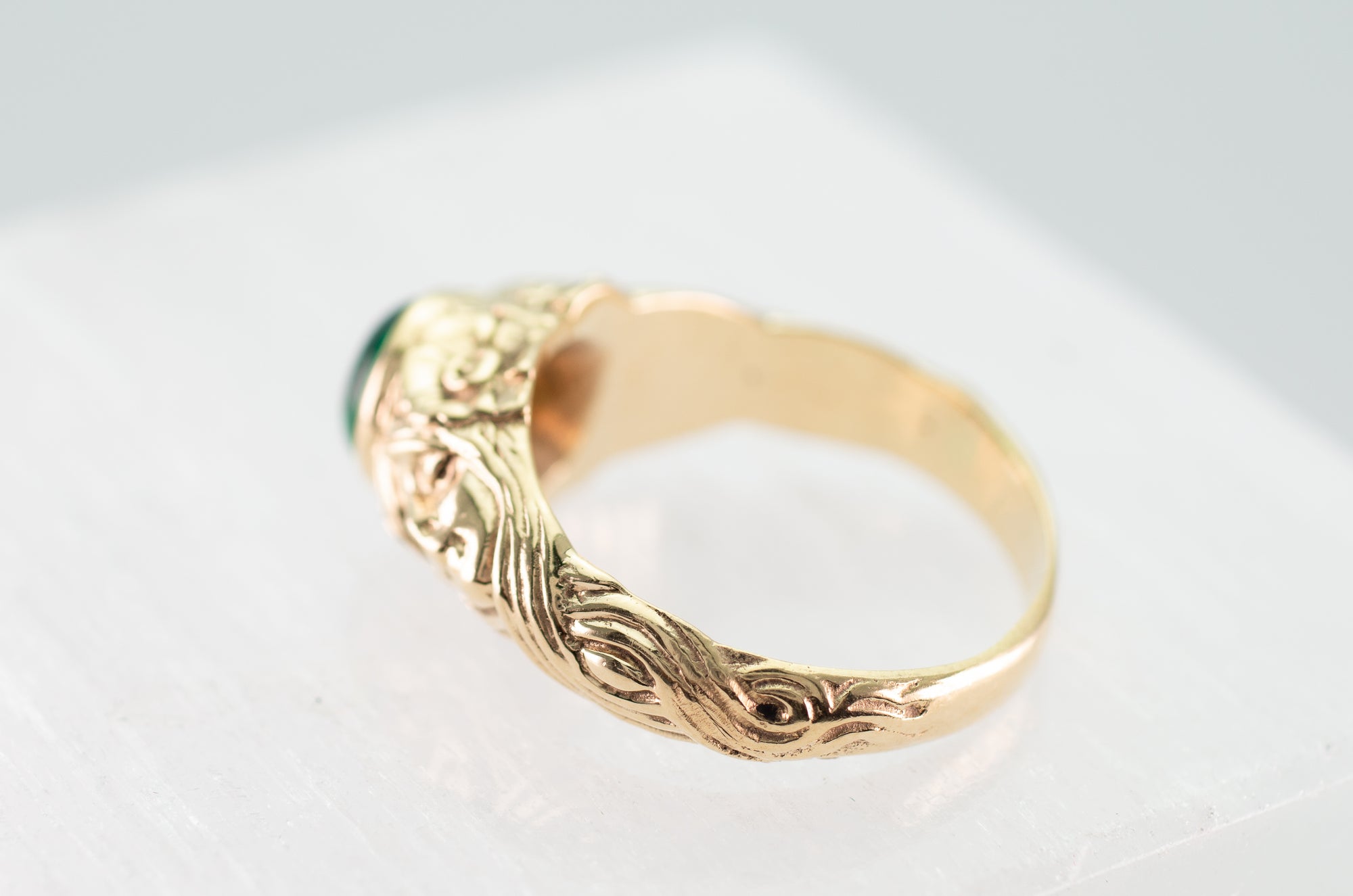 EMERALD CABOCHON GYPSY RING - SinCityFinds Jewelry
