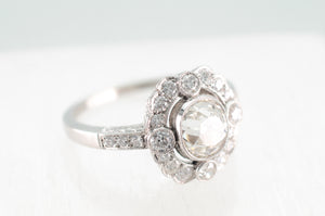 1.75CTW OLD MINE CUT DIAMOND HALO RING - SinCityFinds Jewelry