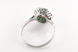 1.05CT CENTER DIAMOND AND EMERALD ART DECO STYLE RING - SinCityFinds Jewelry