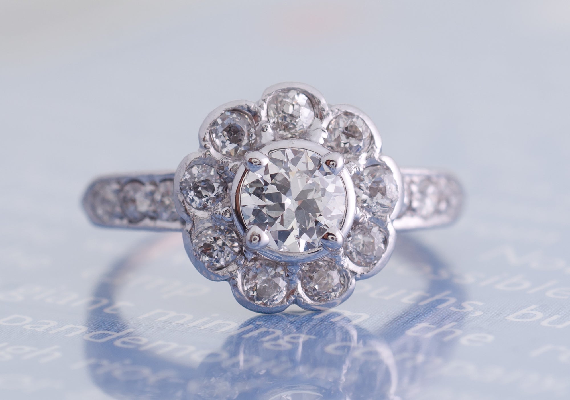 EDWARDIAN OLD EUROPEAN CUT DIAMOND DAISY RING - SinCityFinds Jewelry