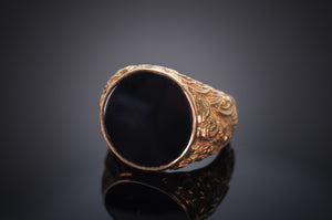 ONYX PANEL SIGNET RING IN 18K GOLD - SinCityFinds Jewelry