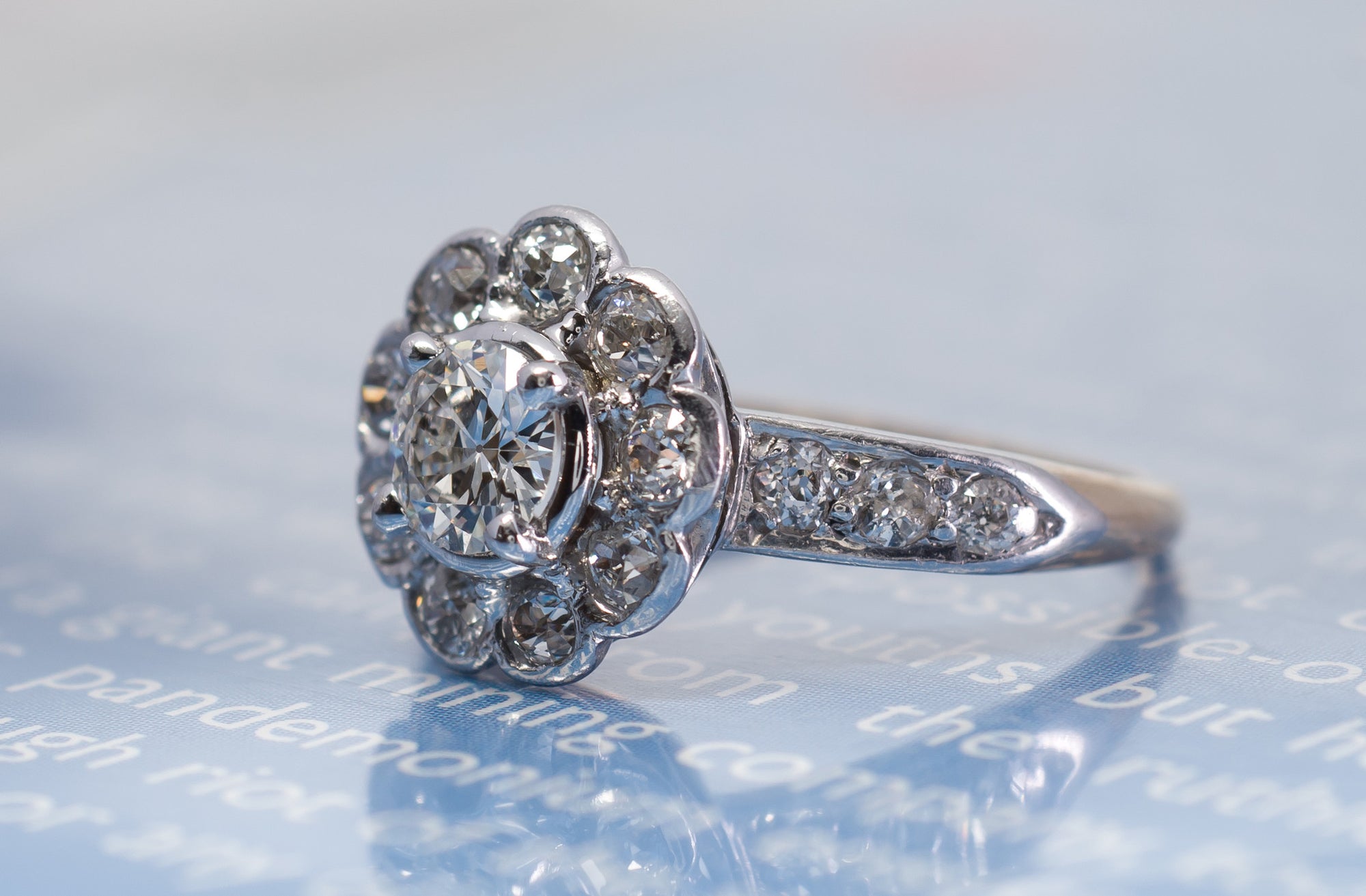 EDWARDIAN OLD EUROPEAN CUT DIAMOND DAISY RING - SinCityFinds Jewelry