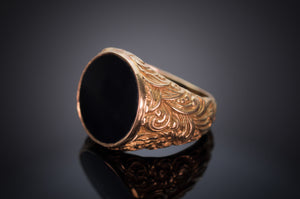 ONYX PANEL SIGNET RING IN 18K GOLD - SinCityFinds Jewelry