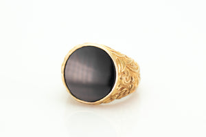 ONYX PANEL SIGNET RING IN 18K GOLD - SinCityFinds Jewelry