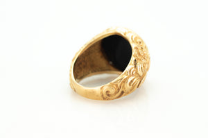 ONYX PANEL SIGNET RING IN 18K GOLD - SinCityFinds Jewelry