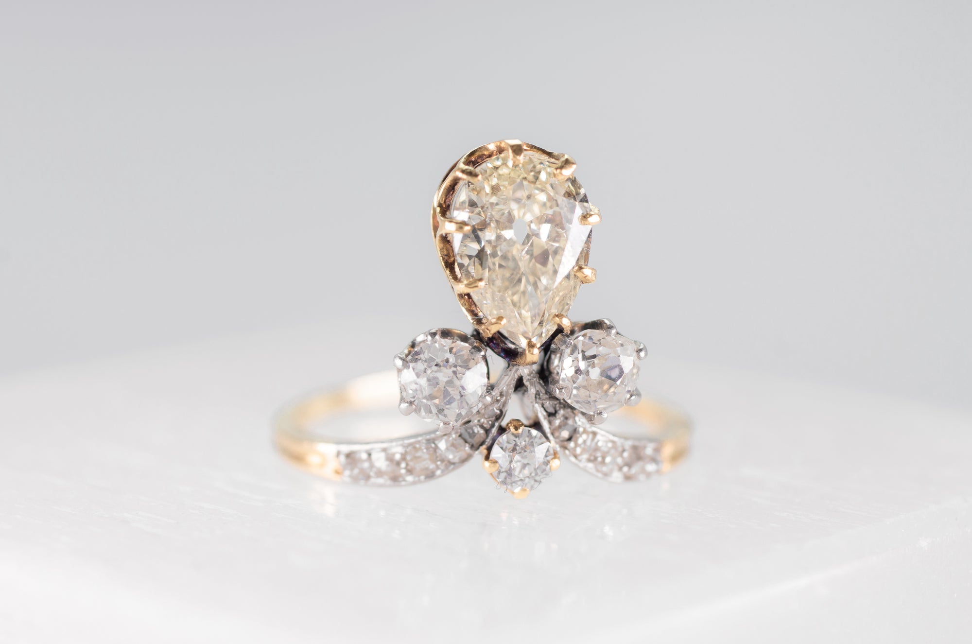 ON HOLD      1.49CTW ANTIQUE TIARA STYLE DIAMOND RING - SinCityFinds Jewelry