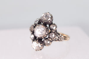 VERTICAL THREE STONE ROSE CUT DIAMOND RING - SinCityFinds Jewelry