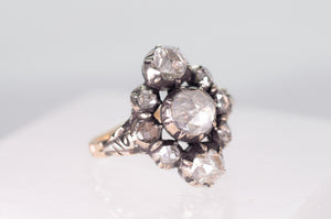 VERTICAL THREE STONE ROSE CUT DIAMOND RING - SinCityFinds Jewelry