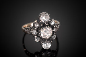 VERTICAL THREE STONE ROSE CUT DIAMOND RING - SinCityFinds Jewelry