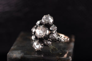 VERTICAL THREE STONE ROSE CUT DIAMOND RING - SinCityFinds Jewelry