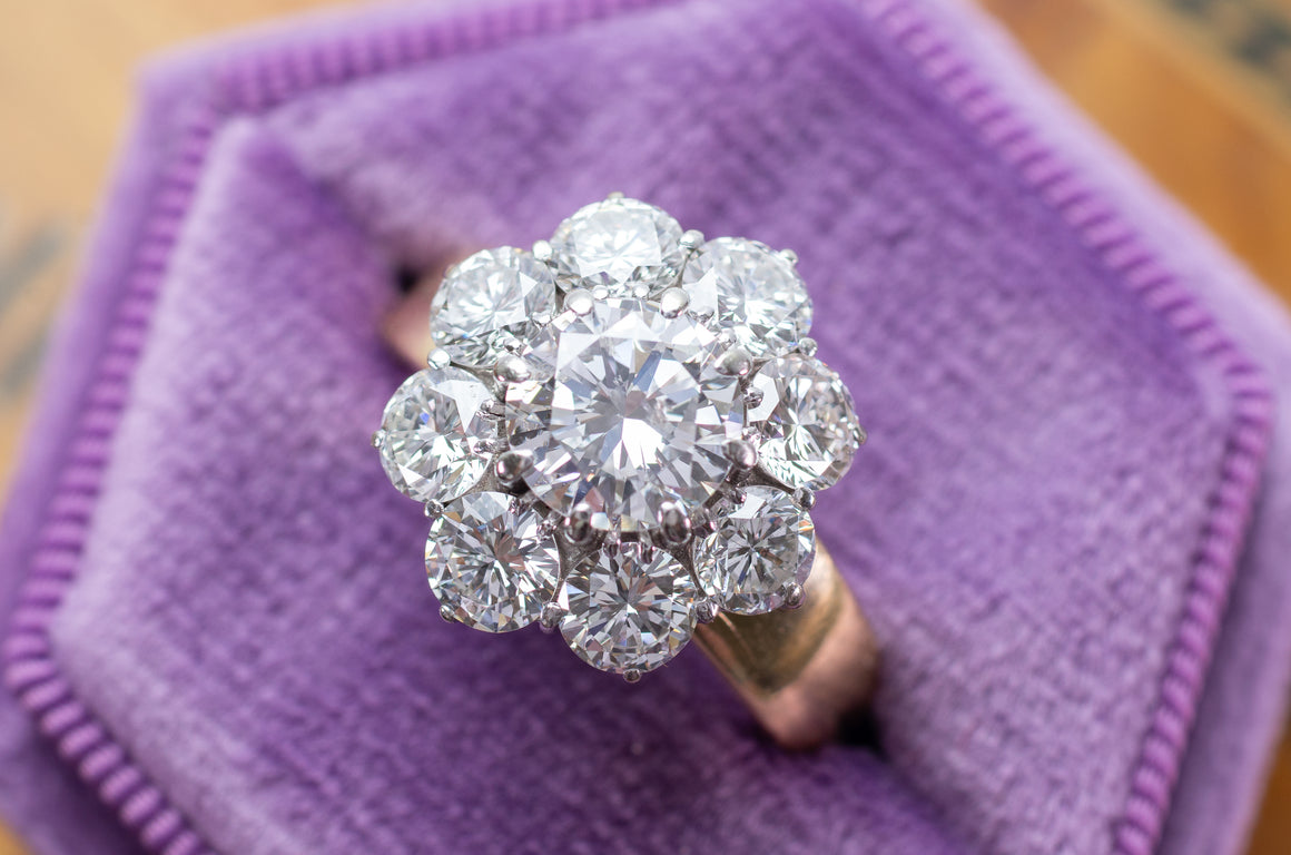 3.44CTW DIAMOND HALO RING - SinCityFinds Jewelry