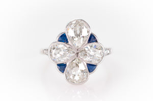 2.70CTW ANTIQUE PEAR CUT QUATREFOIL RING - SinCityFinds Jewelry