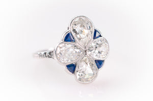 2.70CTW ANTIQUE PEAR CUT QUATREFOIL RING - SinCityFinds Jewelry