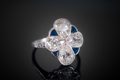 2.70CTW ANTIQUE PEAR CUT QUATREFOIL RING - SinCityFinds Jewelry