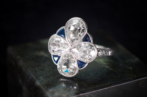 2.70CTW ANTIQUE PEAR CUT QUATREFOIL RING - SinCityFinds Jewelry