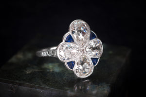 2.70CTW ANTIQUE PEAR CUT QUATREFOIL RING - SinCityFinds Jewelry