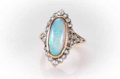 OPAL AND ROSE CUT HALO RING - SinCityFinds Jewelry