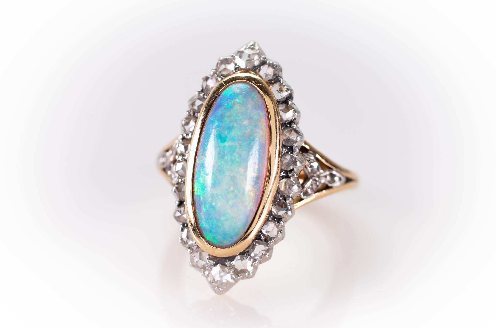 OPAL AND ROSE CUT HALO RING - SinCityFinds Jewelry