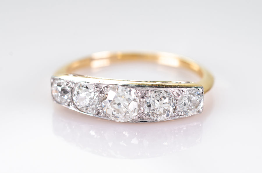 ON HOLD 1.60CTW OLD MINE CUT FIVE STONE RING - SinCityFinds Jewelry