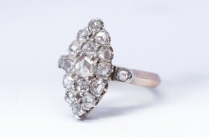 ANTIQUE ROSE CUT DIAMOND NAVETTE SYLE RING - SinCityFinds Jewelry