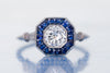 FRENCH CUT SAPPHIRE AND TRANSITIONAL DIAMOND TARGET RING - SinCityFinds Jewelry