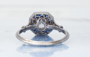 FRENCH CUT SAPPHIRE AND TRANSITIONAL DIAMOND TARGET RING - SinCityFinds Jewelry