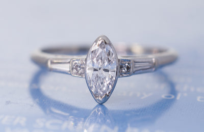 VINTAGE MARQUISE DIAMOND RING - SinCityFinds Jewelry