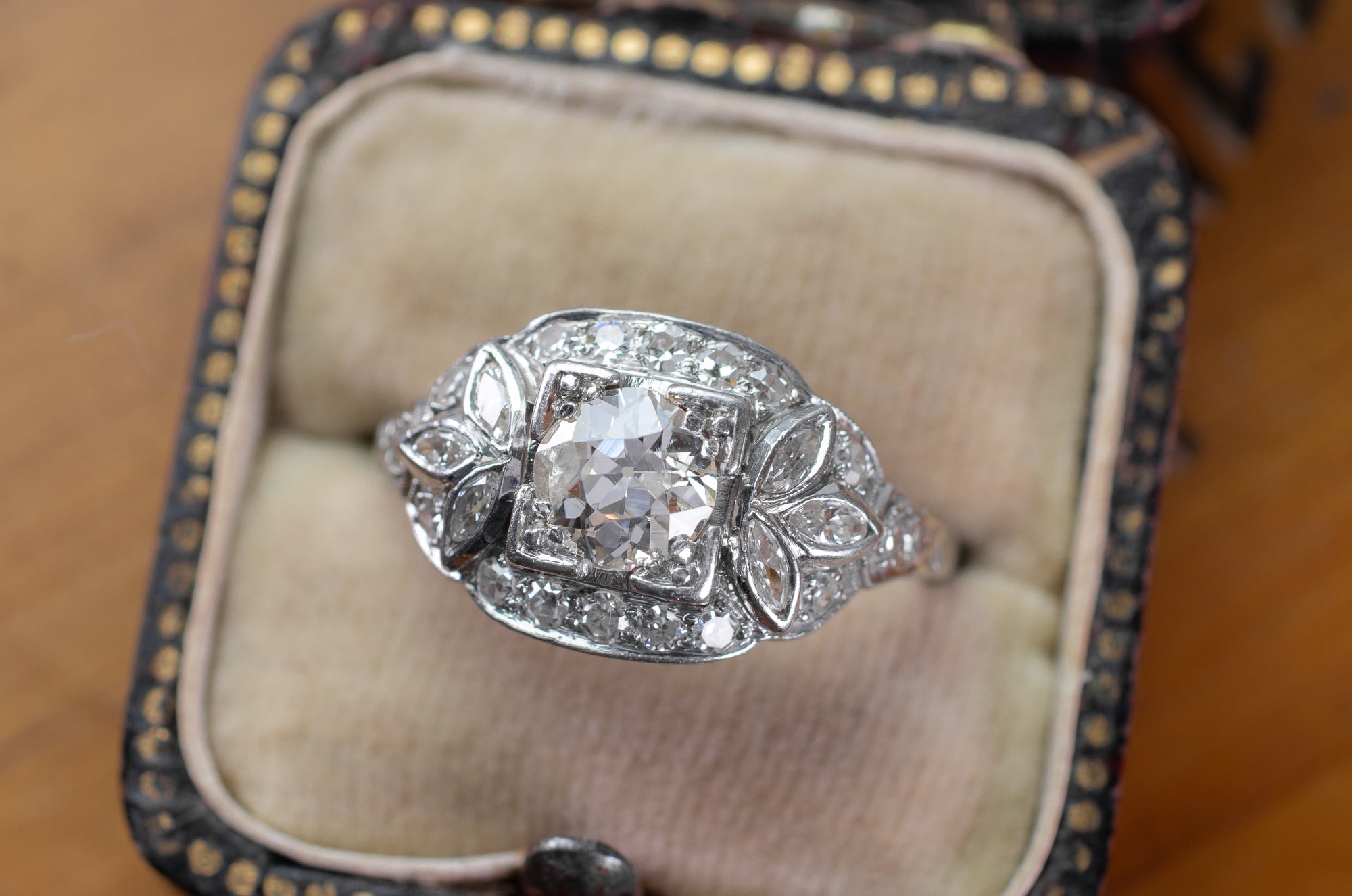 1.71CTW  OLD EUROPEAN AND MARQUIS CUT RING - SinCityFinds Jewelry