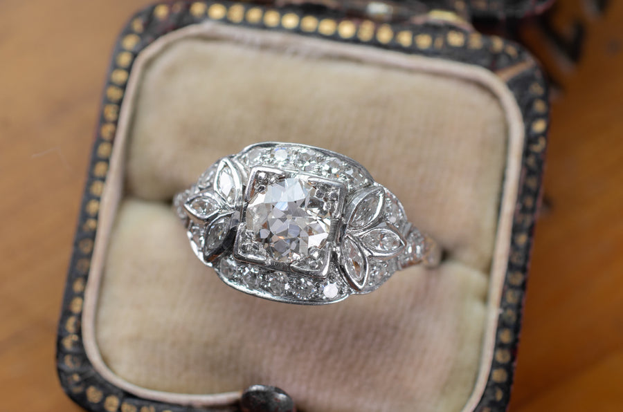 1.71CTW  OLD EUROPEAN AND MARQUIS CUT RING - SinCityFinds Jewelry
