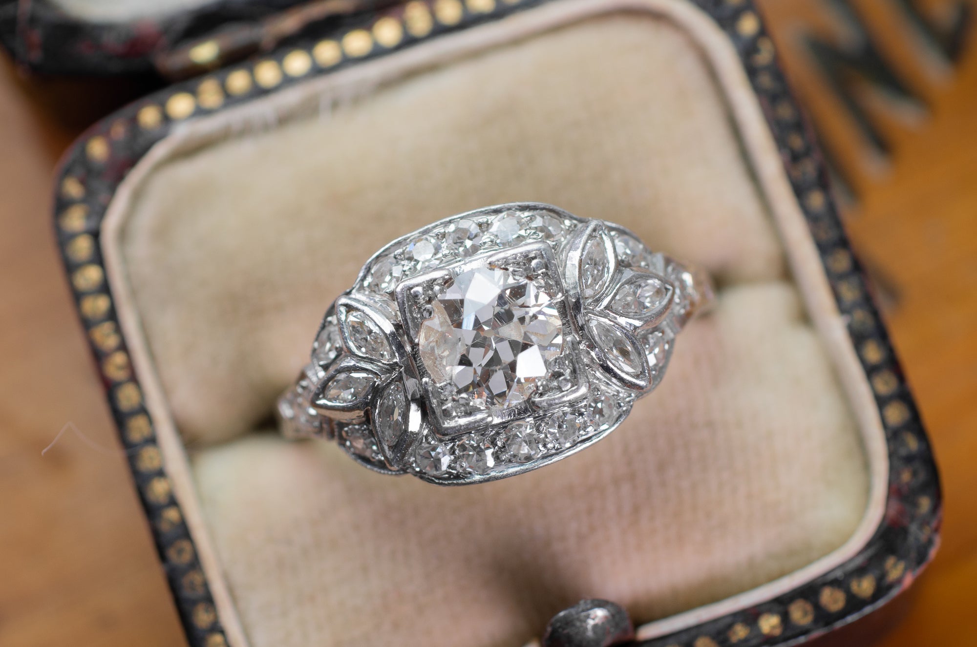 1.71CTW  OLD EUROPEAN AND MARQUIS CUT RING - SinCityFinds Jewelry