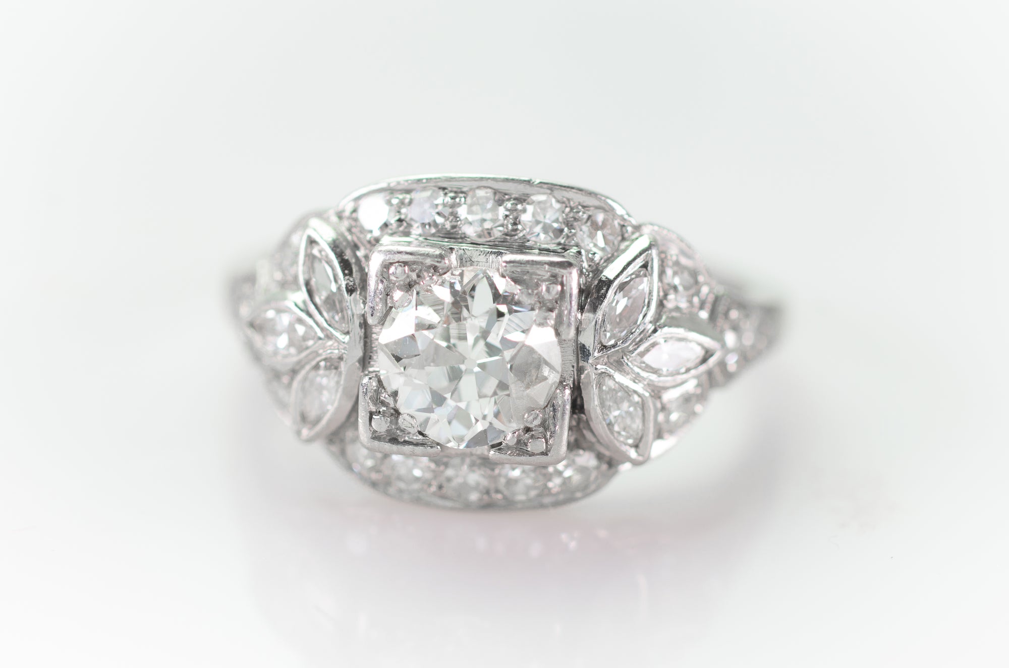1.71CTW  OLD EUROPEAN AND MARQUIS CUT RING - SinCityFinds Jewelry